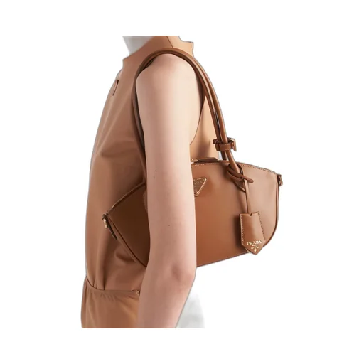 Logo Plaque Zipped Small Tote Bag