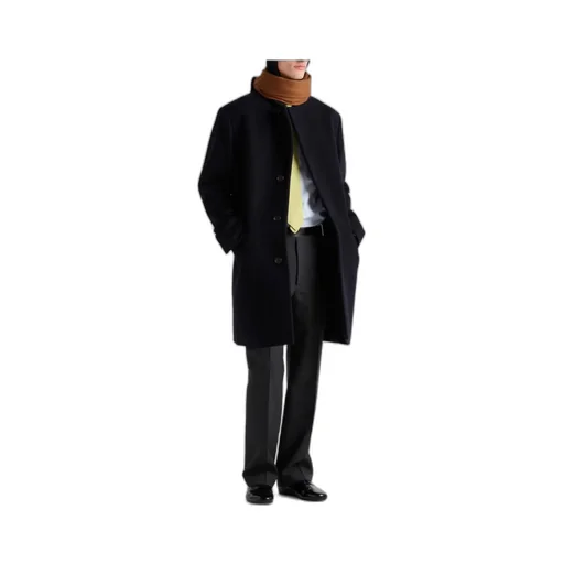 Single-Breasted Wool Blend Coat