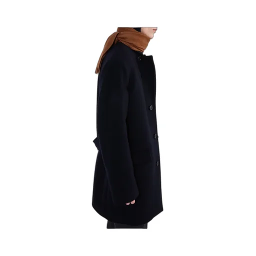 Single-Breasted Wool Blend Coat