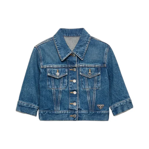 Button-Up Denim Mini Jacket