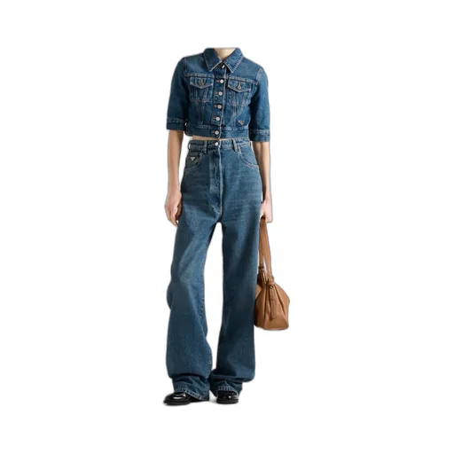 Button-Up Denim Mini Jacket