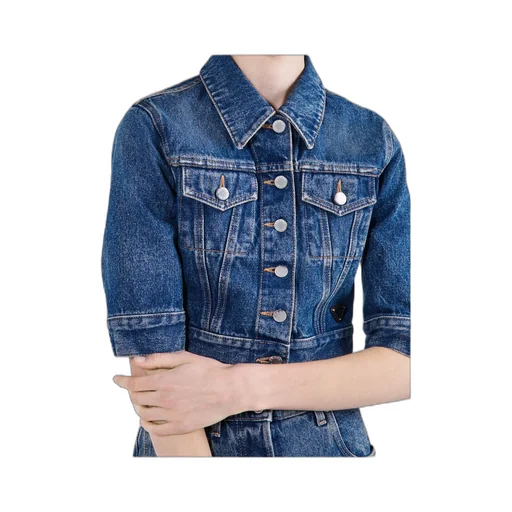Button-Up Denim Mini Jacket