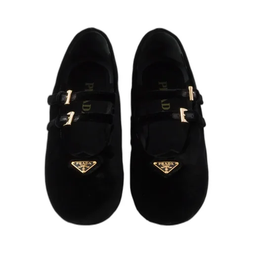 Almond-Toe Velvet-Finish Ballerina Shoes