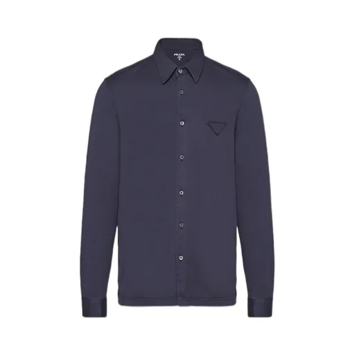 Triangle-Logo Long-Sleeved Buttoned Shirt