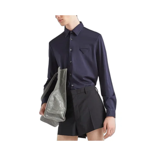 Triangle-Logo Long-Sleeved Buttoned Shirt