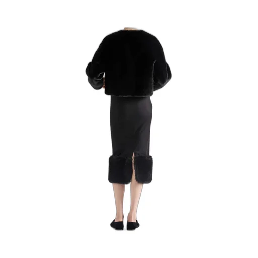 Stretch Jersey Skirt With Fur Trim