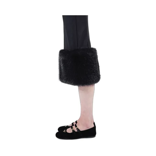 Stretch Jersey Skirt With Fur Trim