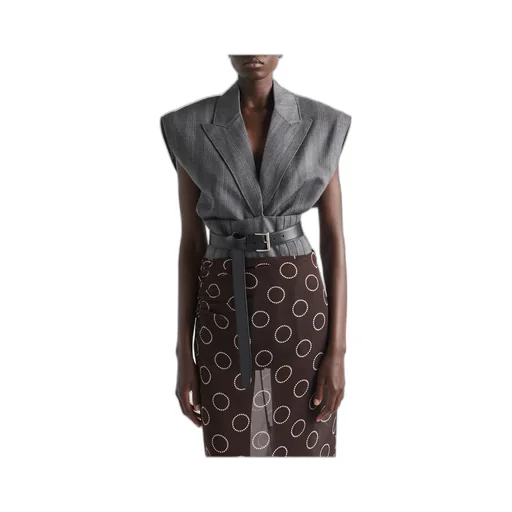 Striped Pattern Belted Vest