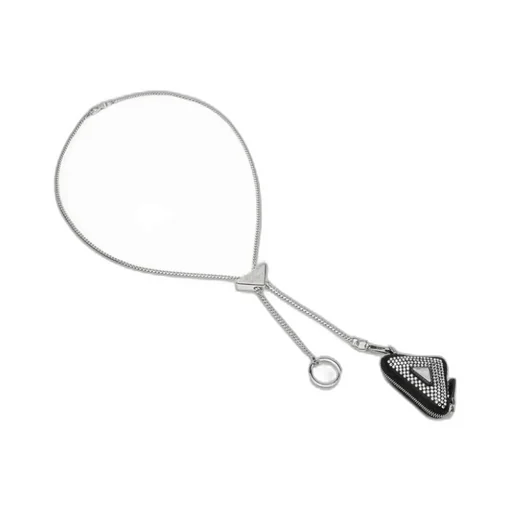 Crystal-Embellished Triangle Pouch Keychain