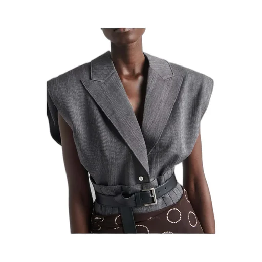 Striped Pattern Belted Vest
