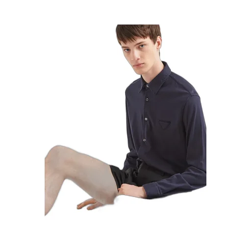 Triangle-Logo Long-Sleeved Buttoned Shirt