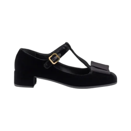 Block Heel Velvet Pumps