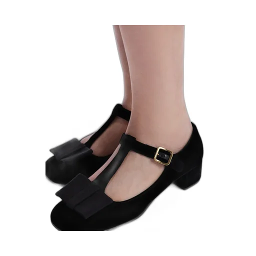 Block Heel Velvet Pumps