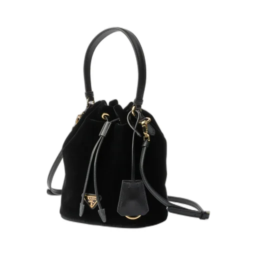 Logo Plaque Drawstring Mini Top Handle Bag