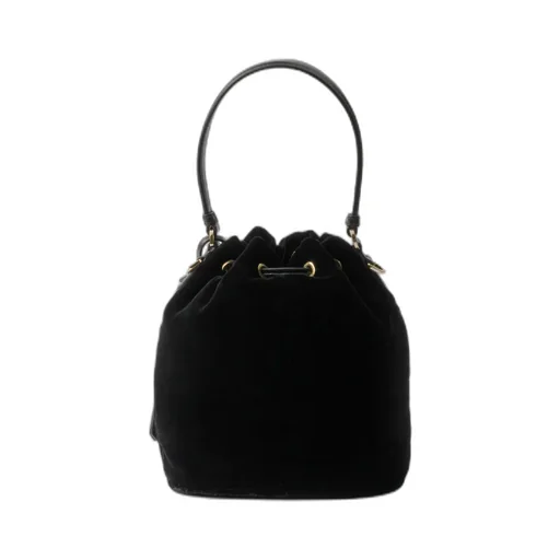 Logo Plaque Drawstring Mini Top Handle Bag