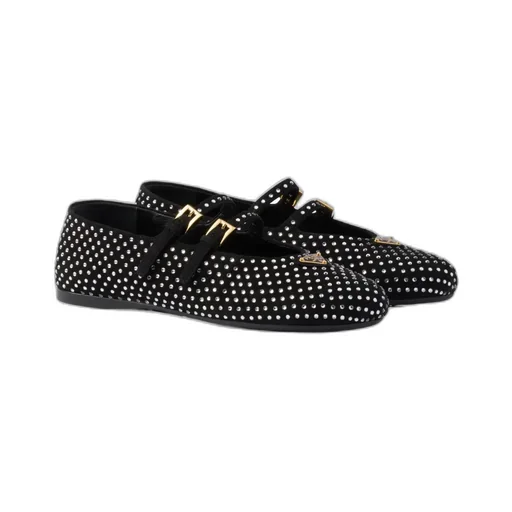 Embellished Buckle Fastened Ballerina Shoes