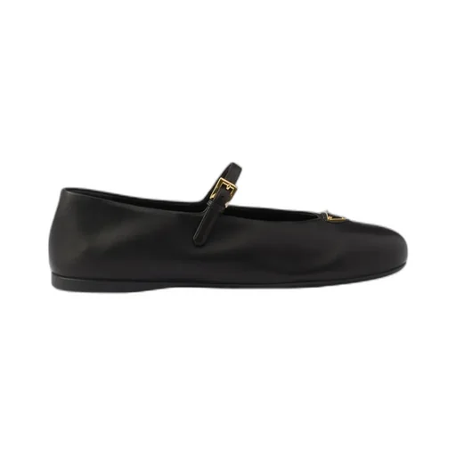 Logo Detailed Round-Toe Ballerina Shoes