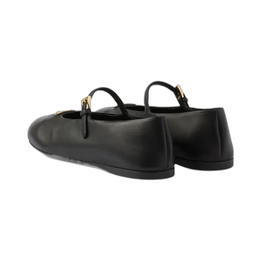 Logo Detailed Round-Toe Ballerina Shoes