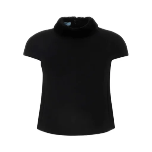 Back-Zip Short-Sleeved Top