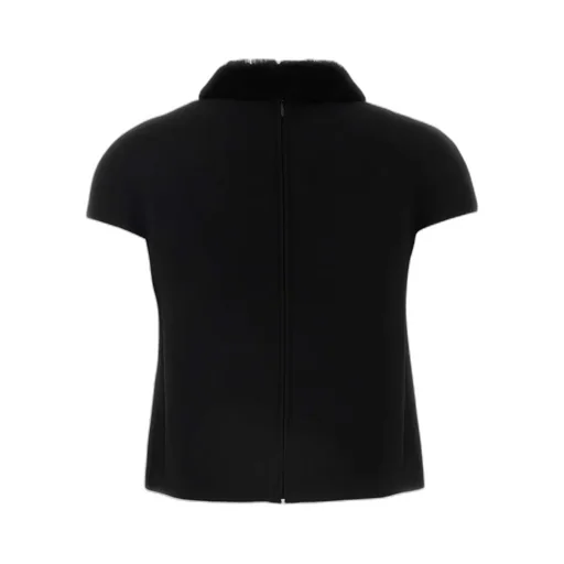 Back-Zip Short-Sleeved Top