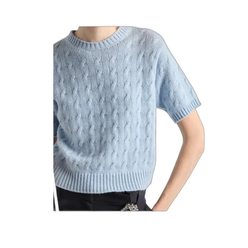 Short-Sleeved Crew Neck Sweater