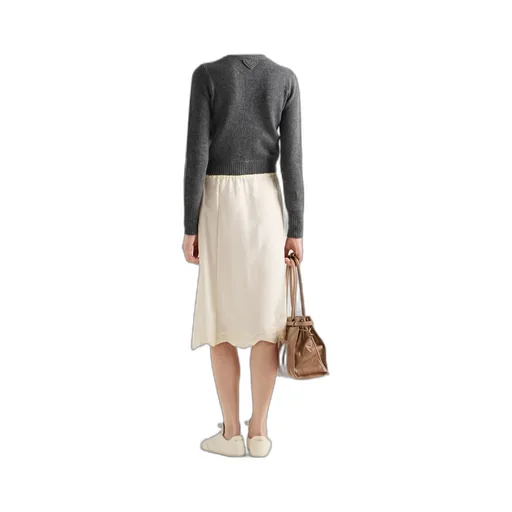 Embroidered Silk Habutai Skirt