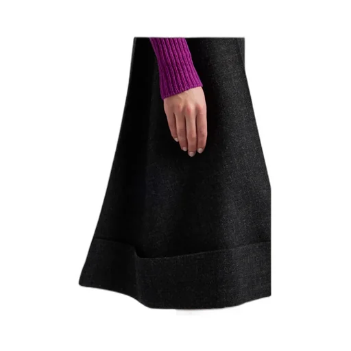 High-Waist Turn-Up Hem Skirt