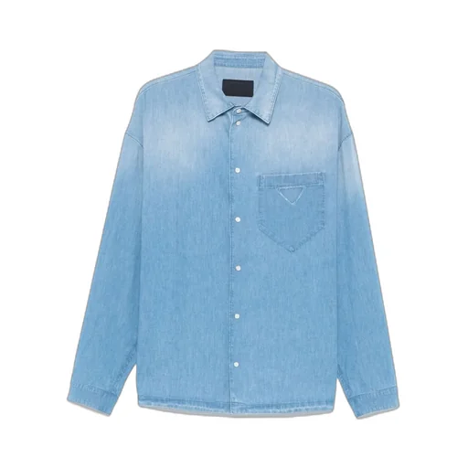 Long-Sleeved Button-Up Denim Shirt