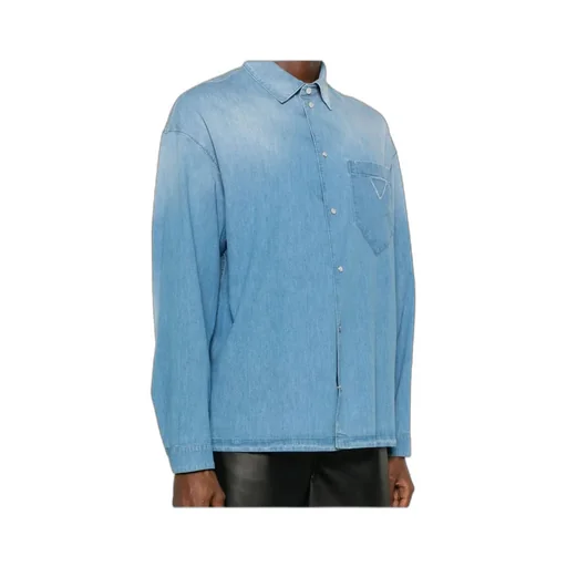 Long-Sleeved Button-Up Denim Shirt