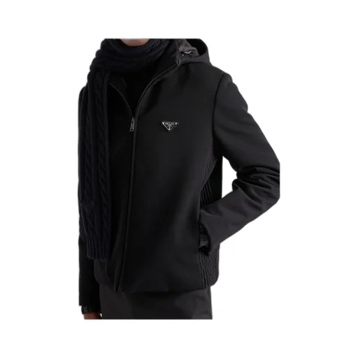 Logo Plaque Zip-Up Hooded Jacket