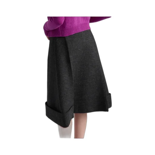 High-Waist Turn-Up Hem Skirt