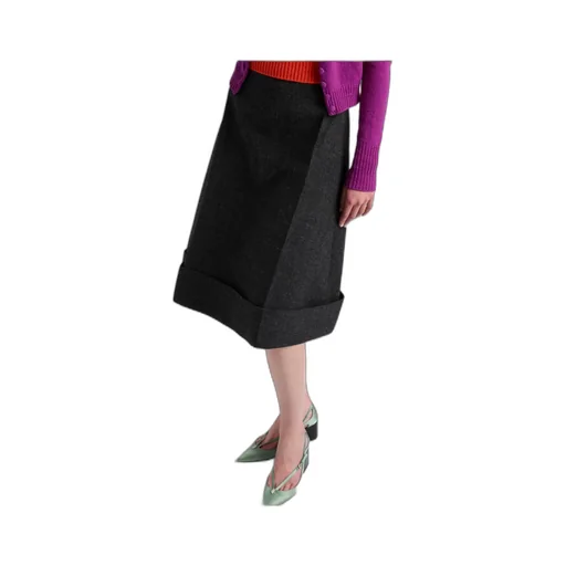 High-Waist Turn-Up Hem Skirt