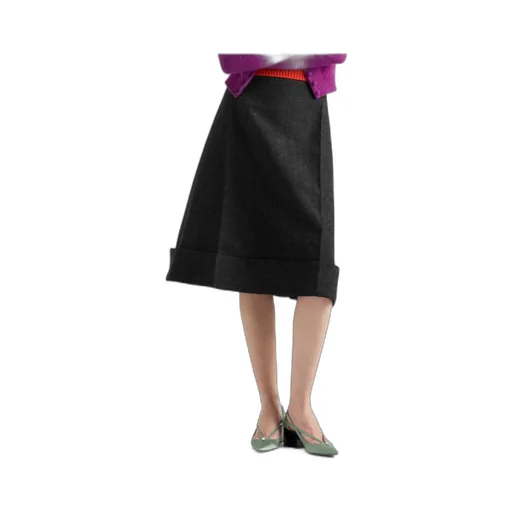 High-Waist Turn-Up Hem Skirt