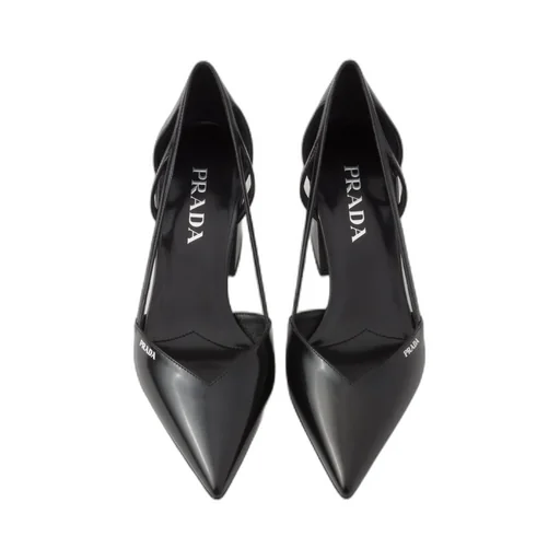 Brushed Leather Cut-Out Pumps
