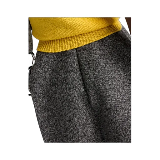 Mouliné High Waist Midi Skirt