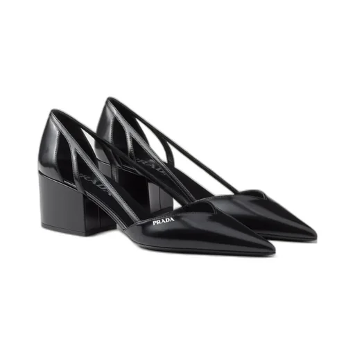 Brushed Leather Cut-Out Pumps