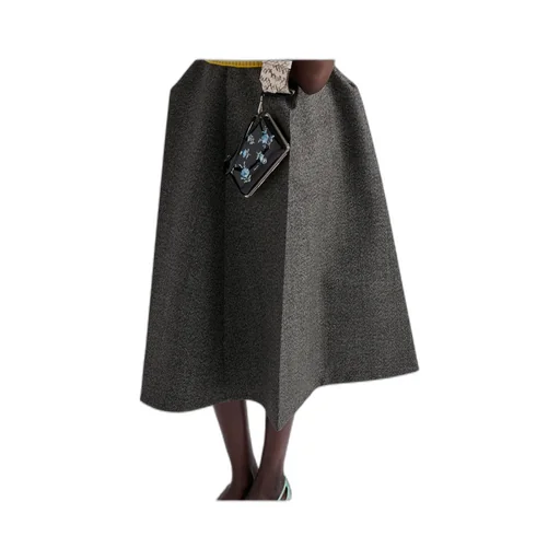 Mouliné High Waist Midi Skirt