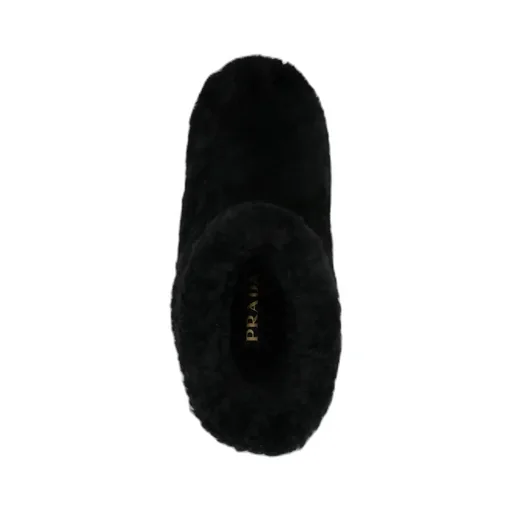Triangle Logo Shearling Ankle Boots