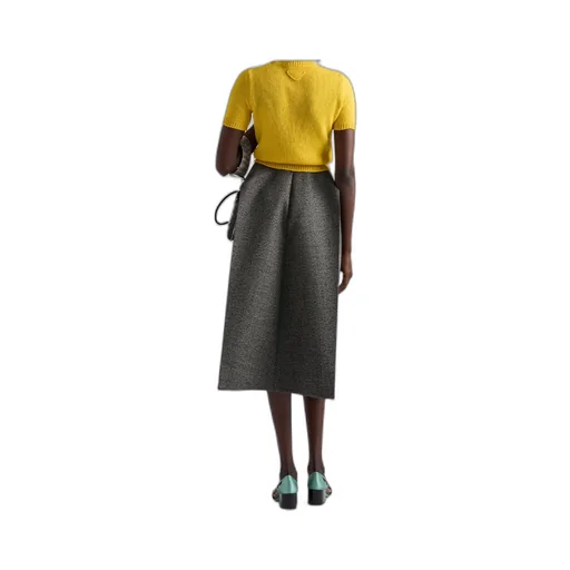 Mouliné High Waist Midi Skirt