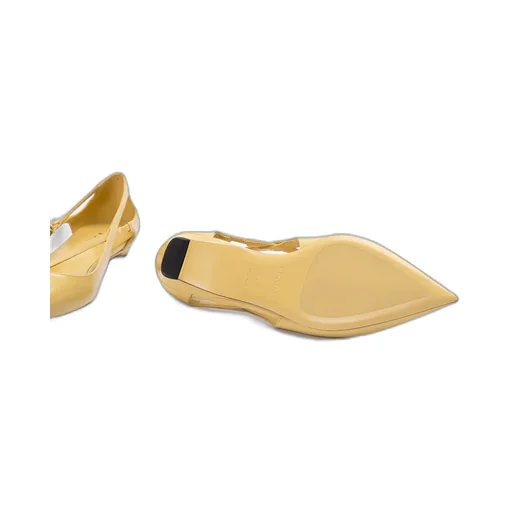 Brushed-Leather Cut-Out Ballerina Shoes