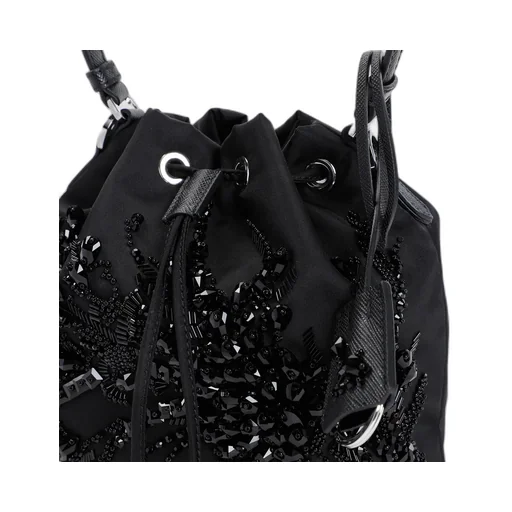 Re-Nylon Logo Plaque Bucket Bag