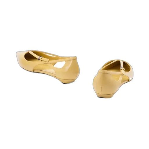 Brushed-Leather Cut-Out Ballerina Shoes