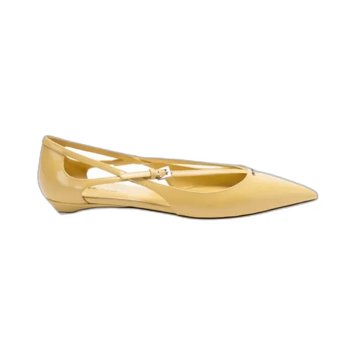Brushed-Leather Cut-Out Ballerina Shoes