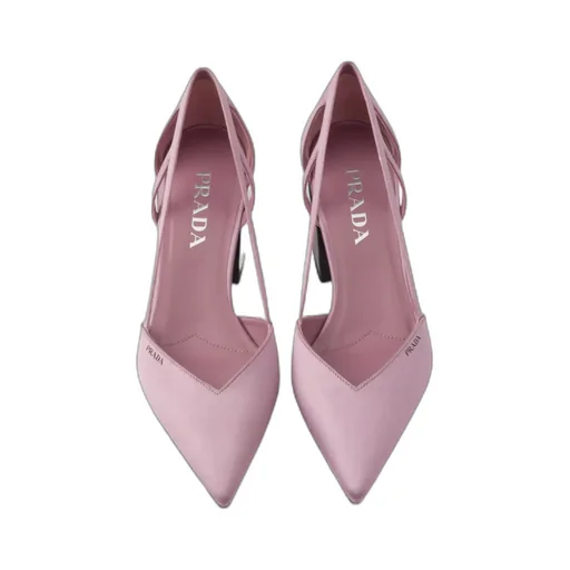 Logo Printed Pointed Toe Slingback Pumps