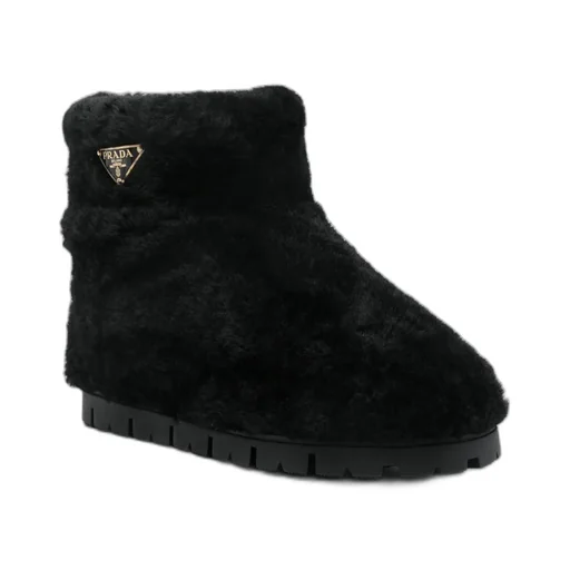 Triangle Logo Shearling Ankle Boots