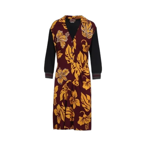 Floral-Print Gathered-Panel Midi Dress