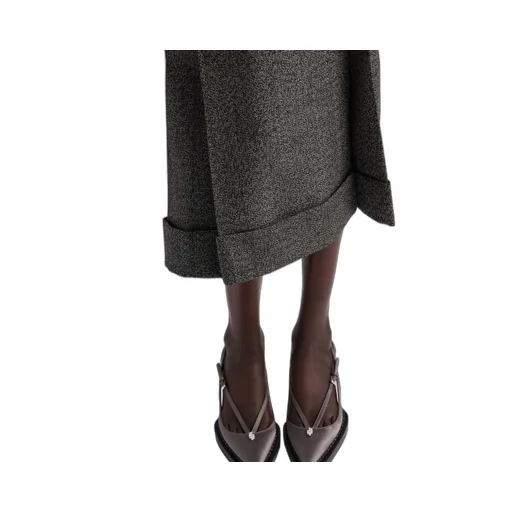 Mouliné Wool Midi-Skirt