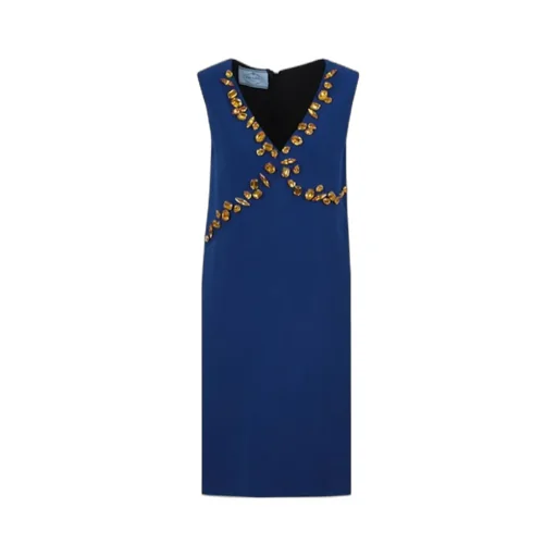 Crystal-Embellished V-Neck Dress