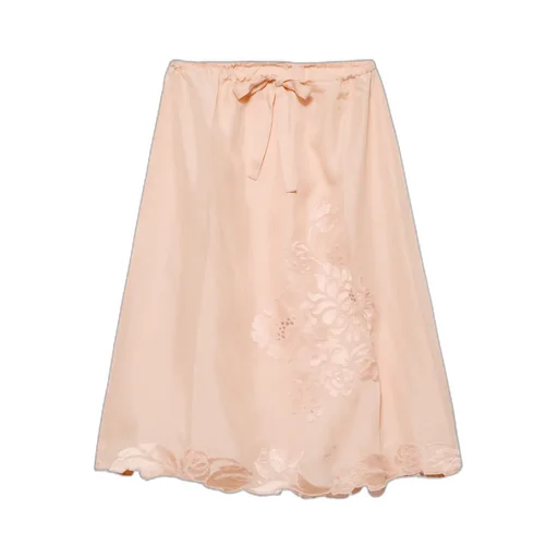 Embroidered Habutai Silk Skirt