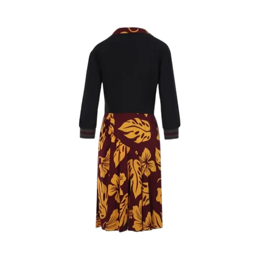 Floral-Print Gathered-Panel Midi Dress